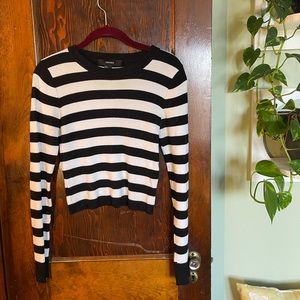 B&W Striped Cropped Sweater